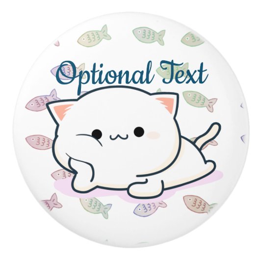 Cheeky Kawaii Style Kitten Keramische Knop (Voorkant)