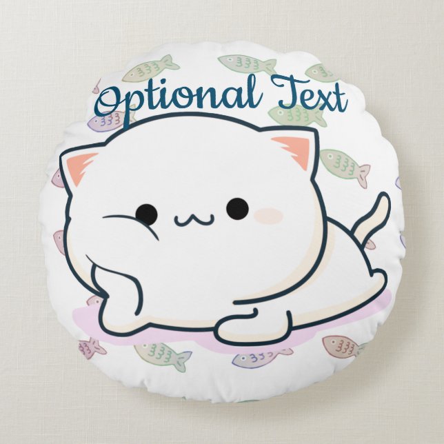 Cheeky Kawaii Style Kitten Rond Kussen (Voorkant)