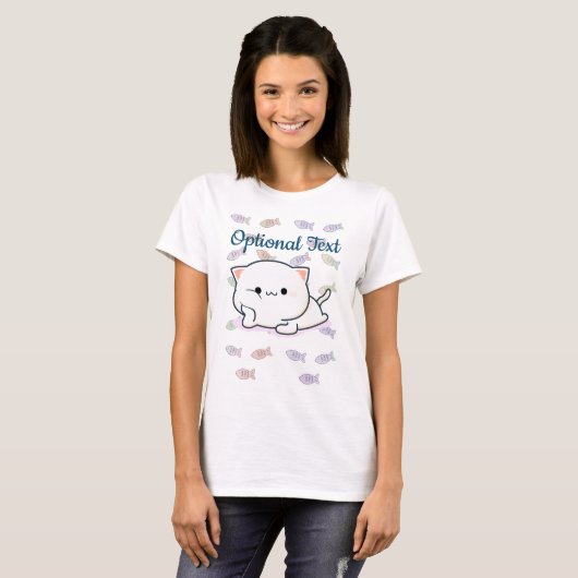 Cheeky Kawaii Style Kitten T-shirt (Voorkant volledig)