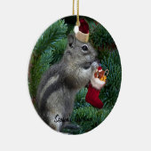 Cheeky Kerstchipmunk Keramisch Ornament (Rechts)
