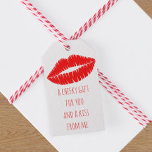 Cheeky Kiss Red Lipstick Lip Print Gift Labels
