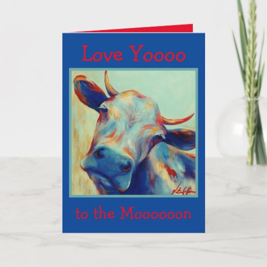 Cheeky Koe Kaart Love You to the Moon (Voorkant)