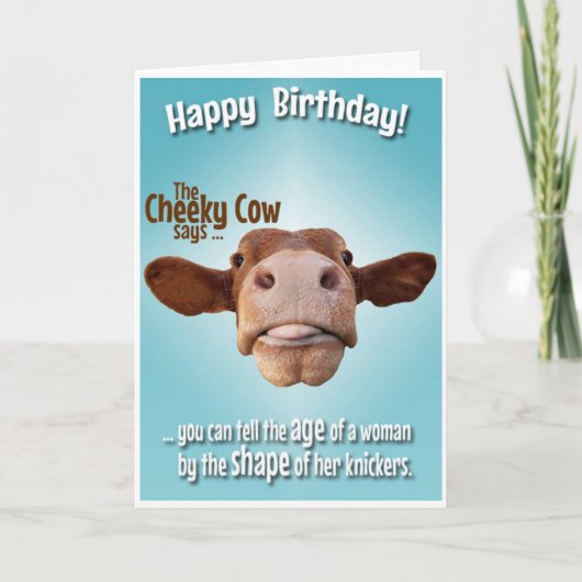 Cheeky Koe, Ouderdom Humor, Knickers Kaart (Voorkant)