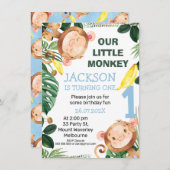 Cheeky Little Monkey Bananas Boys 1st Birthday Kaart (Voorkant / Achterkant)
