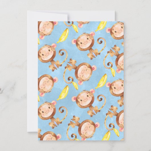 Cheeky Little Monkey Bananas Boys 1st Birthday Kaart (Achterkant)