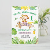 Cheeky Little Monkey Uitnodiging, Zoo feest Kaart (Staand voorkant)