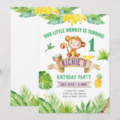 Cheeky Little Monkey Uitnodiging, Zoo feest Kaart (Voorkant / Achterkant)