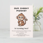 Cheeky Monkey 2nd Birthday invitation Kaart (Staand voorkant)