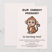 Cheeky Monkey 2nd Birthday invitation Kaart (Voorkant / Achterkant)