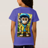 Cheeky Monkey 3rd Birthday T-shirt – Geel & Blauw (Achterkant)