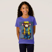 Cheeky Monkey 3rd Birthday T-shirt – Geel & Blauw (Voorkant volledig)