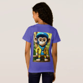 Cheeky Monkey 3rd Birthday T-shirt – Geel & Blauw (Achterkant volledig)