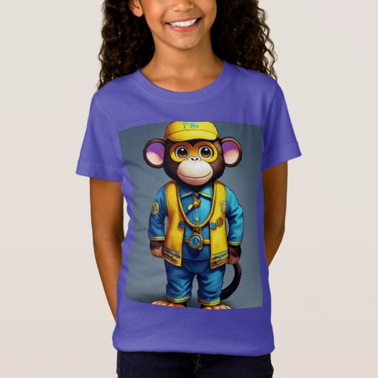 Cheeky Monkey 3rd Birthday T-shirt – Geel & Blauw (Voorkant)