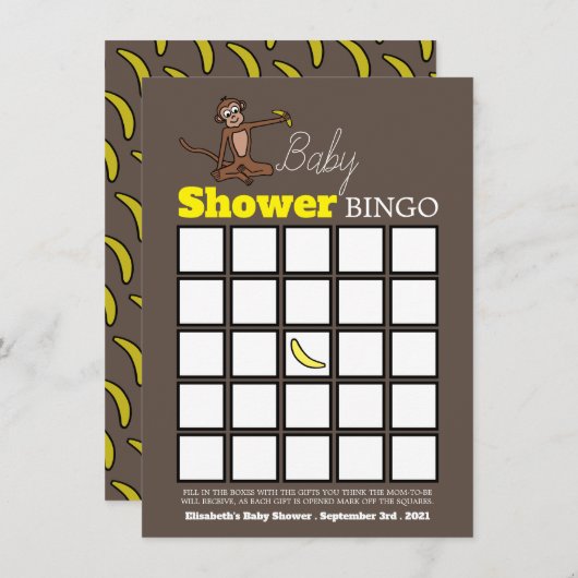 Cheeky Monkey, Baby shower Bingo (Voorkant / Achterkant)