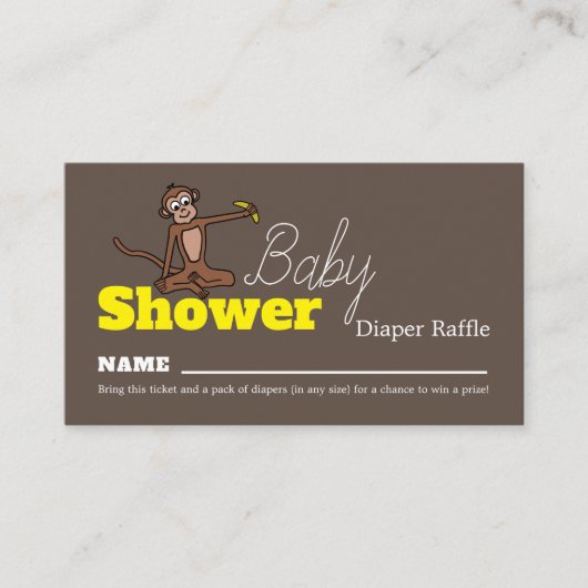 Cheeky Monkey, Baby shower Diaper Raffle Informatiekaartje (Voorkant)
