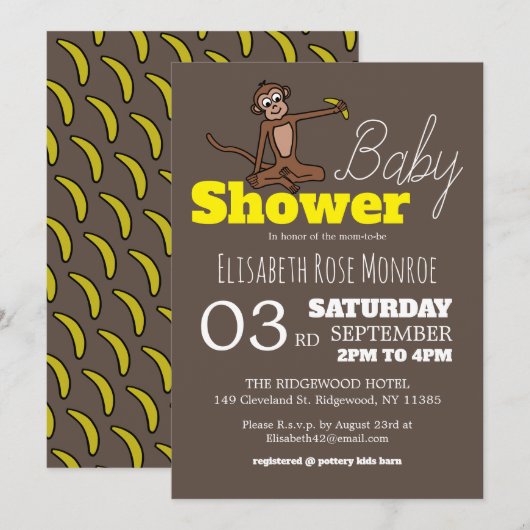 Cheeky Monkey, Baby shower Kaart (Voorkant / Achterkant)