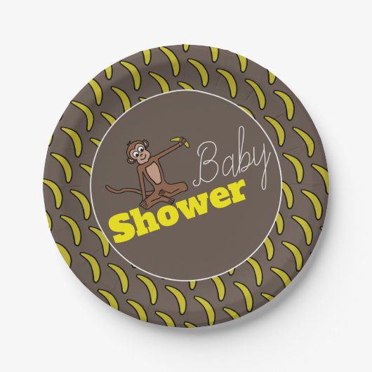 Cheeky Monkey, Baby shower Papieren Bordje (Voorkant)