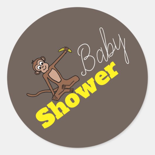 Cheeky Monkey, Baby shower Ronde Sticker (Voorkant)