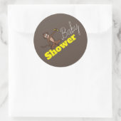 Cheeky Monkey, Baby shower Ronde Sticker (Tas)