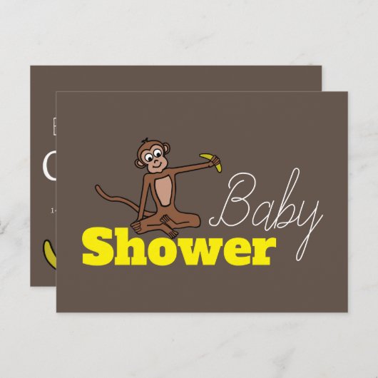 Cheeky Monkey, Baby shower uitnodiging (Voorkant / Achterkant)