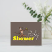 Cheeky Monkey, Baby shower uitnodiging Briefkaart (Staand voorkant)