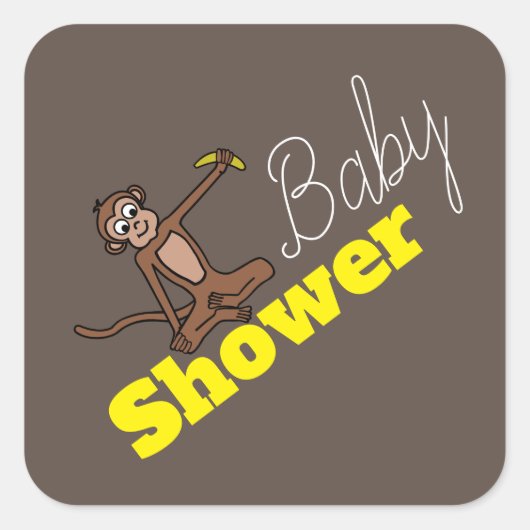 Cheeky Monkey, Baby shower Vierkante Sticker (Voorkant)