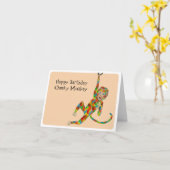 Cheeky Monkey Birthday Kaart (Gele Bloem)