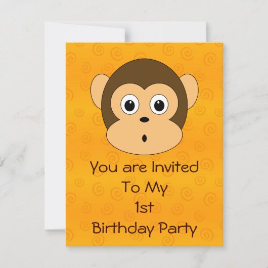 Cheeky Monkey Birthday Party Invitation Kaart (Voorkant)