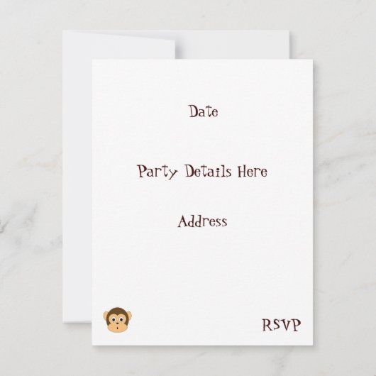 Cheeky Monkey Birthday Party Invitation Kaart (Achterkant)
