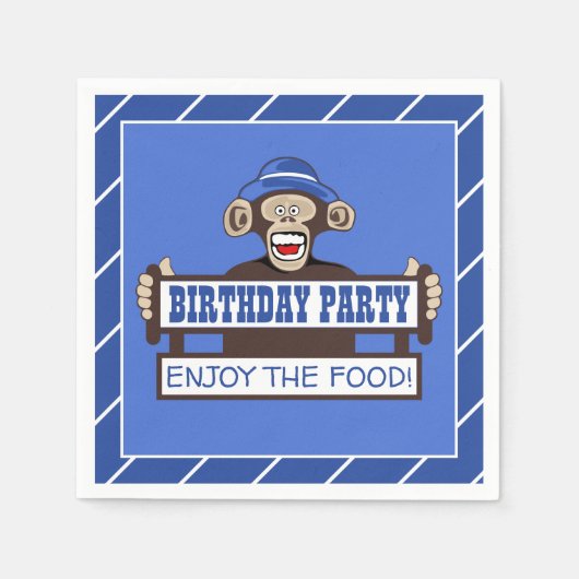 Cheeky Monkey Birthday Party Napkin Servet (Voorkant)