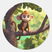 Cheeky Monkey Charm Ronde Sticker (Voorkant)