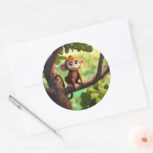 Cheeky Monkey Charm Ronde Sticker (Envelop)