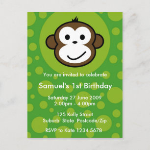 Cheeky Monkey Invitation [limoen] Uitnodiging Briefkaart