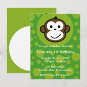 Cheeky Monkey Invitation [limoen] Uitnodiging Briefkaart (Voorkant / Achterkant)
