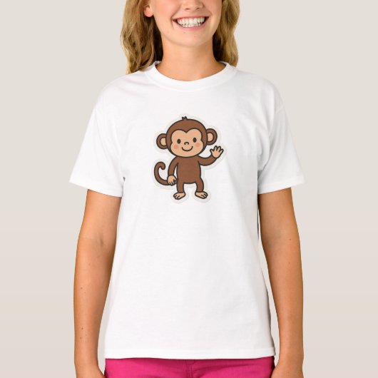 Cheeky Monkey Kids T-Shirt – Fun Jungle Animal Des (Voorkant)