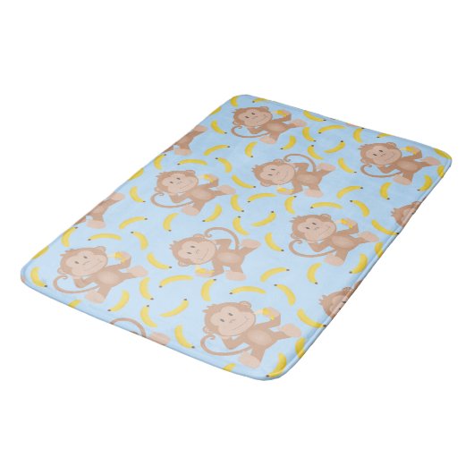 Cheeky Monkey met Banana Blue Bath Mat (Gekanteld)
