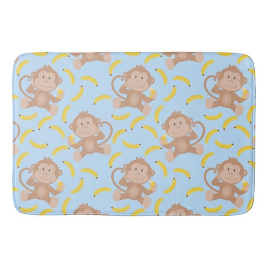 Cheeky Monkey met Banana Blue Bath Mat (Voorkant)
