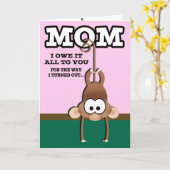 Cheeky Monkey-Moederdag Kaart (Gele Bloem)