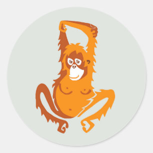 Cheeky monkey - ORANGUTAN -Ape -Wildlife - Ronde Sticker