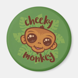Cheeky Monkey Schattigee Cartoon Primate Tekening Magneet
