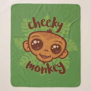 Cheeky Monkey Schattigee Cartoon Primate Tekening Sherpa Deken