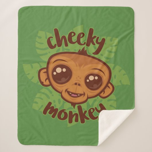 Cheeky Monkey Schattigee Cartoon Primate Tekening Sherpa Deken (Voorkant)