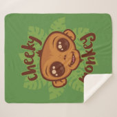 Cheeky Monkey Schattigee Cartoon Primate Tekening Sherpa Deken (Voorkant (horizontaal))