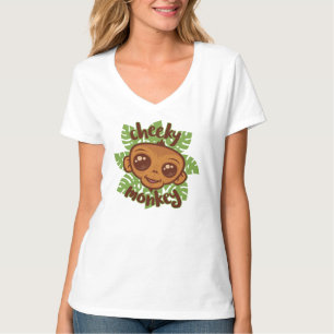 Cheeky Monkey Schattigee Cartoon Primate Tekening T-shirt