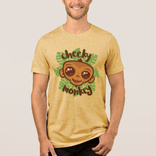 Cheeky Monkey Schattigee Cartoon Primate Tekening Tri-Blend Shirt