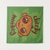 Cheeky Monkey Schattigee Cartoon Primate Tekening Wandkleed (Voorkant (horizontaal))