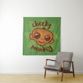 Cheeky Monkey Schattigee Cartoon Primate Tekening Wandkleed (In situ)