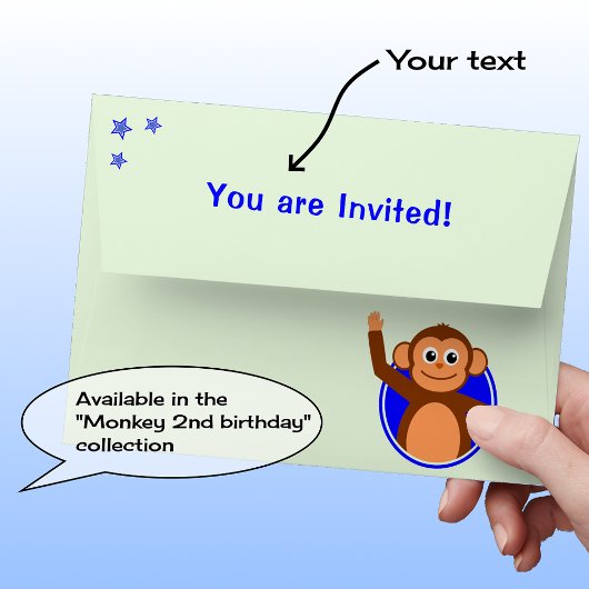 Cheeky monkey tweede verjaardagsfeest uitnodiging