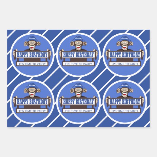 Cheeky Monkey Verjaardagsfeest Verpakkende Papiere Inpakpapier Vel (Voorkant 2)