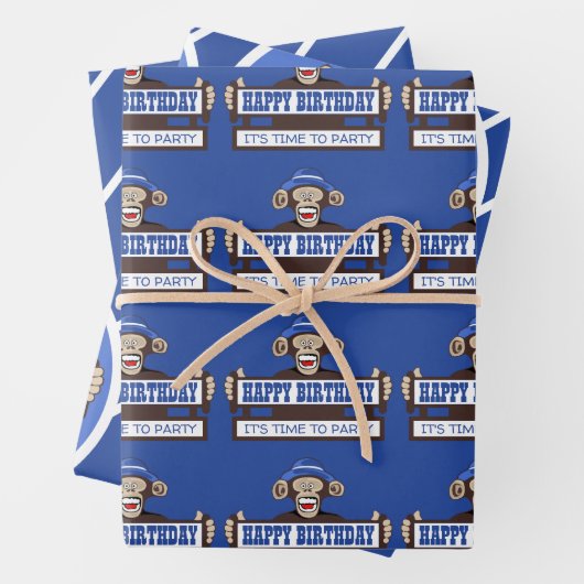 Cheeky Monkey Verjaardagsfeest Verpakkende Papiere Inpakpapier Vel (In situ)